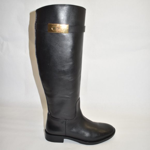 Tory Burch T-HARDWARE RIDING BOOT Black Size 6 M - Picture 3 of 9